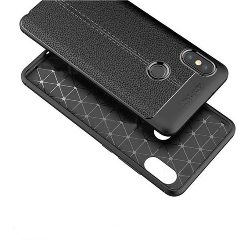 Litchi Pattern Leather Case Back Cover (Xiaomi Mi A2 Lite) black
