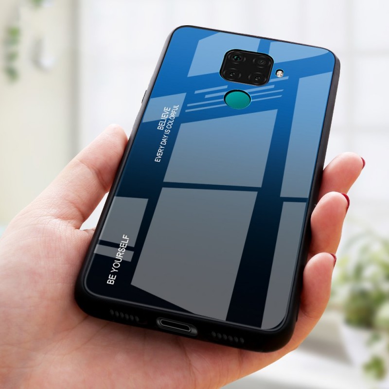 Tempered Glass Case Back Cover (Huawei Mate 30 Lite) black-blue