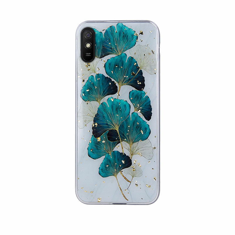 Gold Glam Back Cover Case (Xiaomi Redmi 9A / AT) leaves