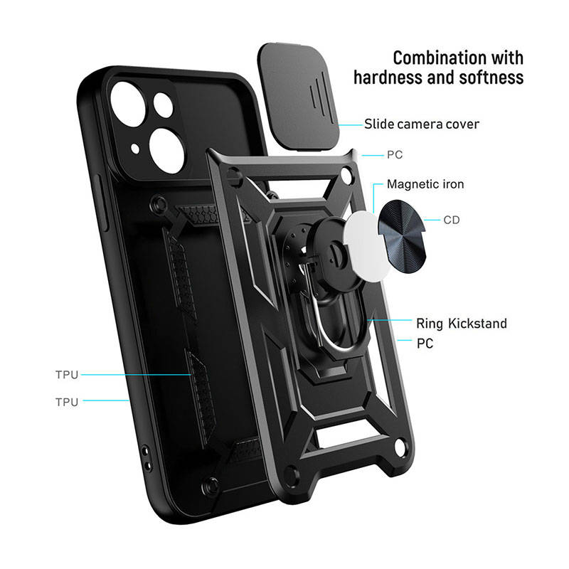 Slide Camera Armor Back Cover Case (Xiaomi Redmi Note 11 / 11S 4G) black