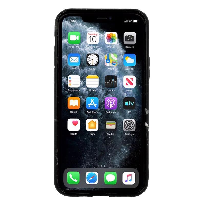 Marble Stone Case Back Cover (iPhone 11) design 6 black