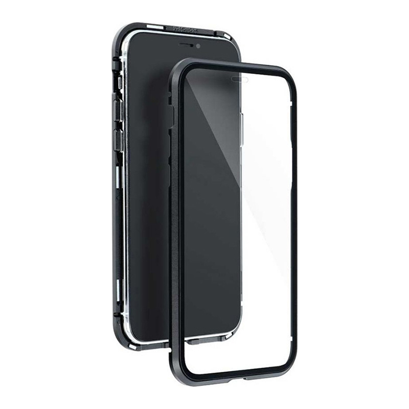 Wozinsky Magnetic 360 Case Front and Back Glass (iPhone 12 Pro Max) black-clear