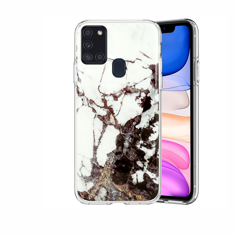 Marble Glitter Case Back Cover (Samsung Galaxy A21S) design 2 white