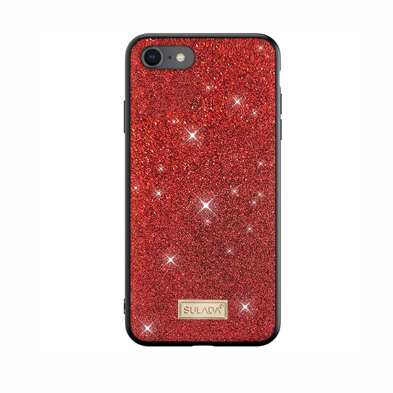 Sulada Dazzling Glitter Case Back Cover (iPhone SE 2 / 8 / 7) red