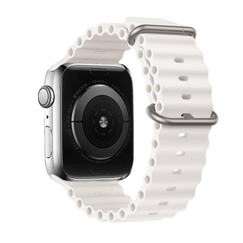 Silicone Smart Loop Λουράκι (Apple Watch All Models) (42/44/45/49mm) design 1 (white)