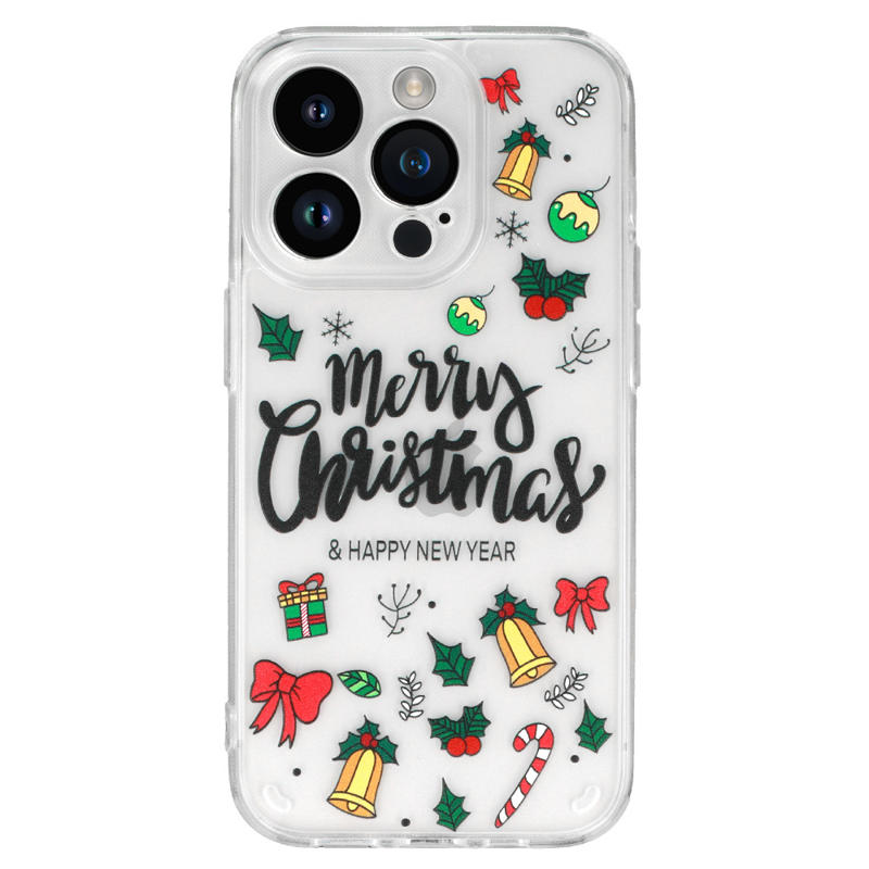 Christmas Back Cover Case (iPhone 15 Pro Max) D3 clear green ornaments