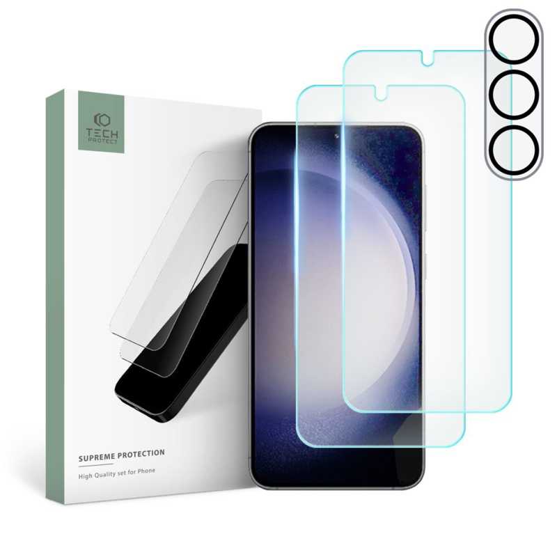 Tech-Protect Supreme Tempered Glass Set 2 / 1 Pack (Samsung Galaxy S23 Plus) clear