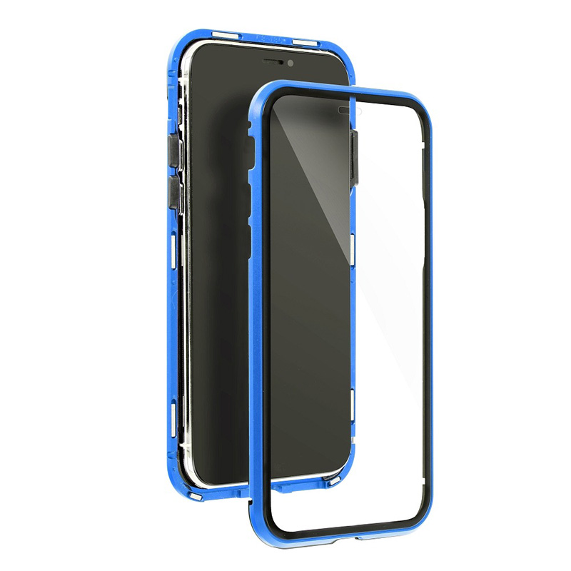 Magnetic 360 Case Front and Back Glass (iPhone 12 Mini) blue