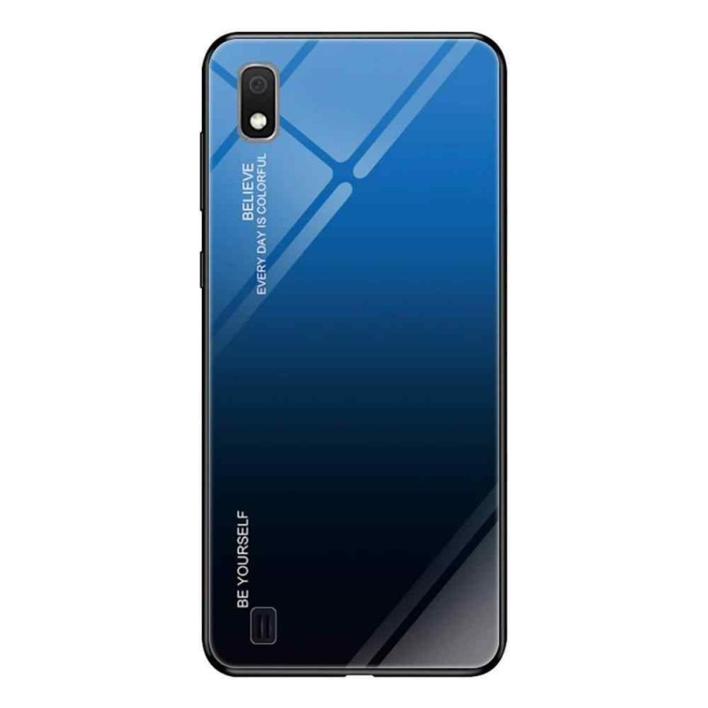 Tempered Glass Case Back Cover (Samsung Galaxy A10) black-blue