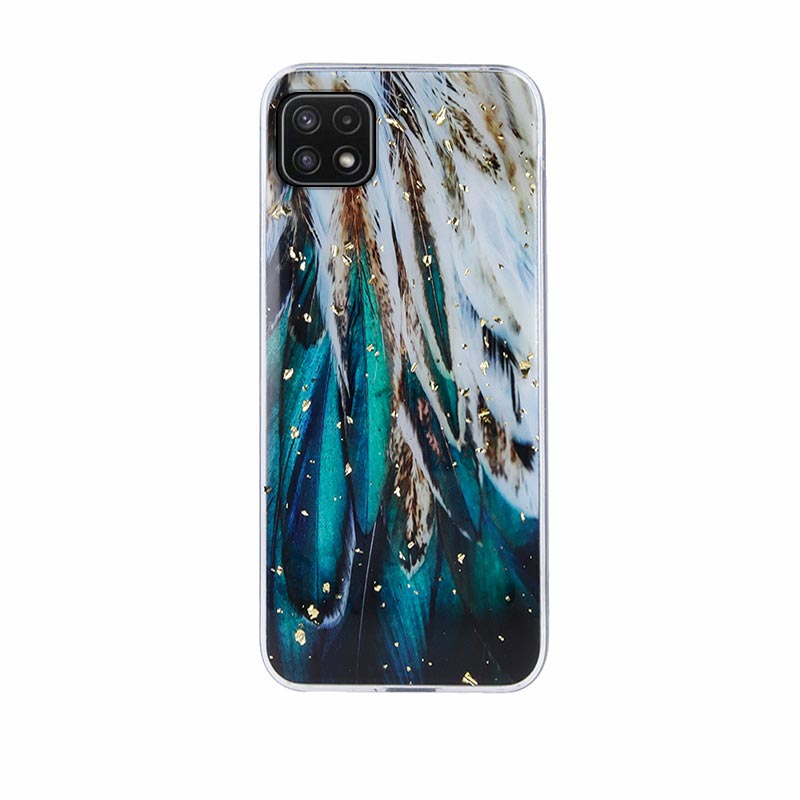 Gold Glam Back Cover Case (Samsung Galaxy A22 5G) feathers