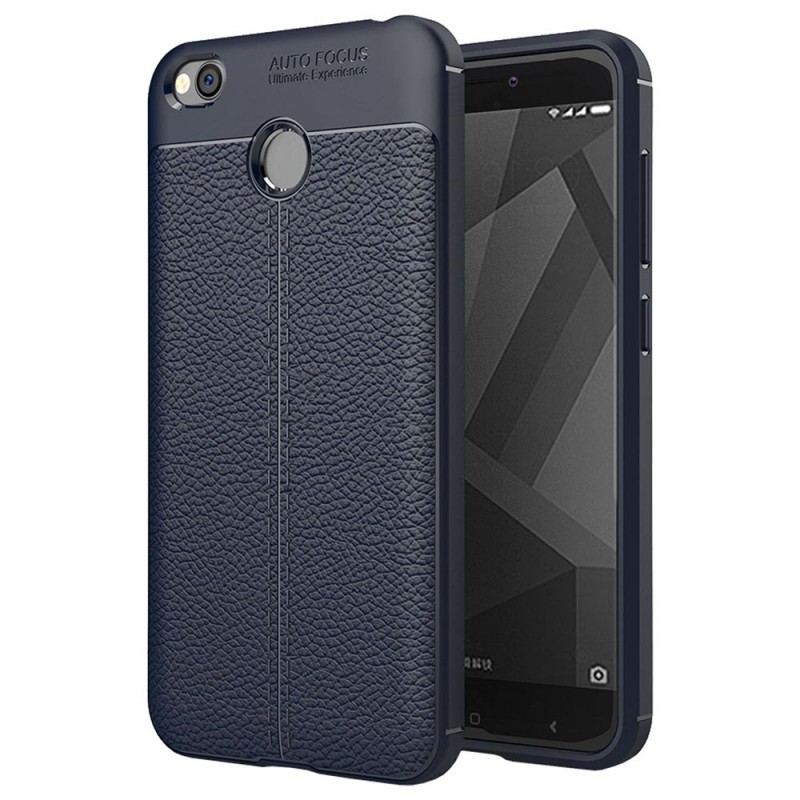 Litchi Pattern Leather Case Back Cover (Xiaomi Redmi 4X) blue