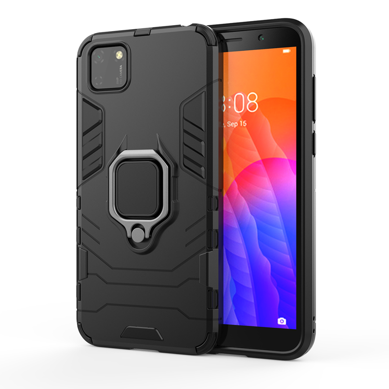 Finger Ring Rugged Case Back Cover (Huawei Y5p) black