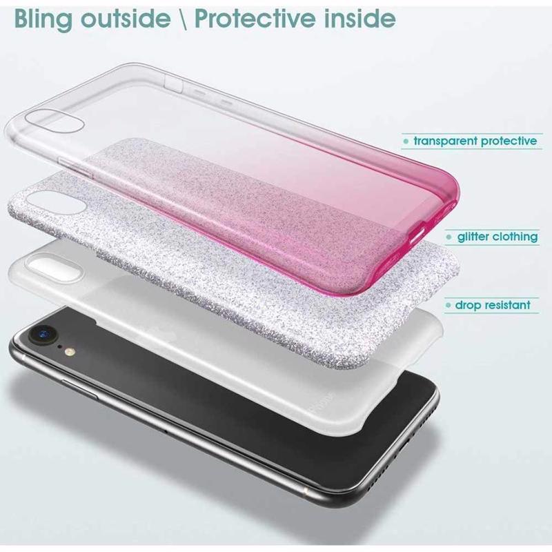 Glitter Shine Case Back Cover (Huawei Y5p) silver-pink