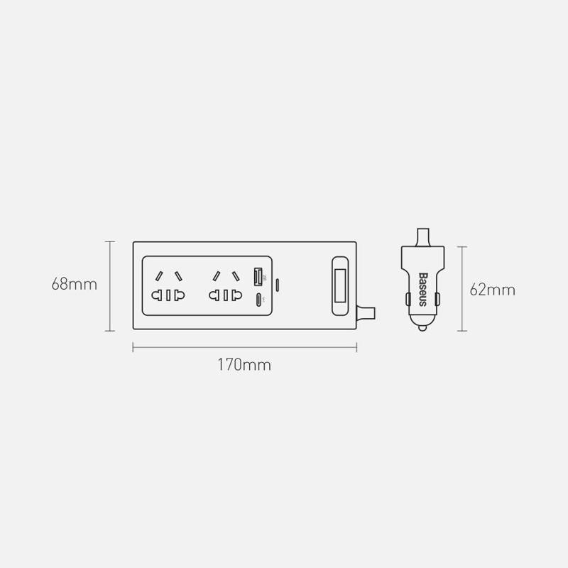 Baseus In-Car Inverter 150W 12V DC (220V EU) (CRNBQ-A01) black