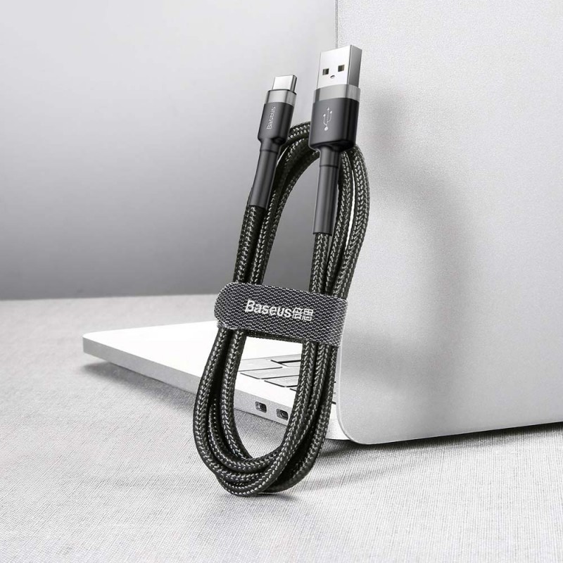 Baseus Cafule Cable Braided Type-C QC3.0 2M (CATKLF-CG1) black-grey