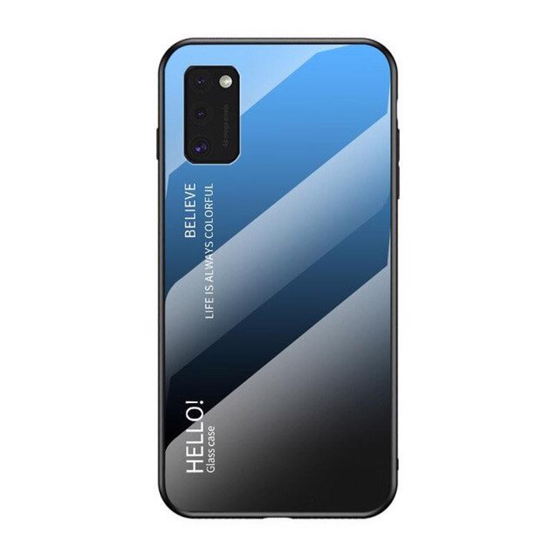 Tempered Glass Case Back Cover (Samsung Galaxy A41) black-blue