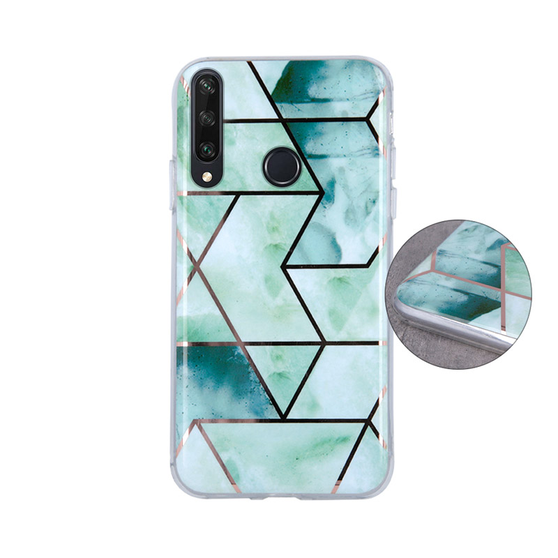 Geometric Marmur Case Back Cover (Huawei Y6p) green