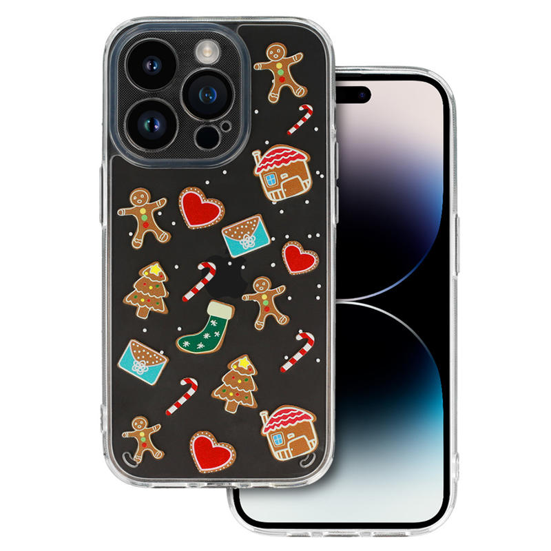Christmas Back Cover Case (iPhone 13) D2 clear gingerbread cookies