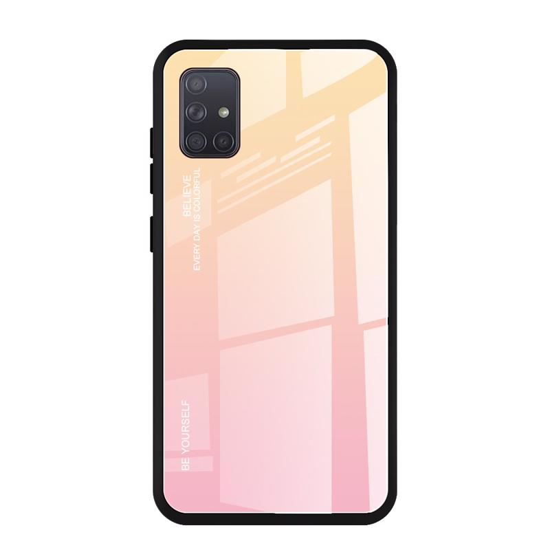 Tempered Glass Case Back Cover (Samsung Galaxy A71) pink-yellow