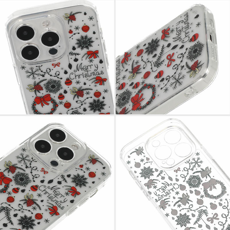 Christmas Back Cover Case (iPhone 13) D5 clear red ornaments