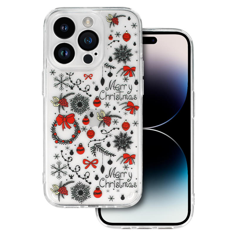 Christmas Back Cover Case (iPhone 13) D5 clear red ornaments