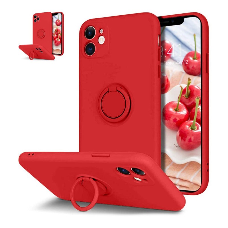 Finger Grip Case Back Cover (iPhone 12 Mini) red