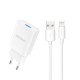 Dudao Wall Charger QC3.0 12W + Lightning Cable 1m (A3EU) white