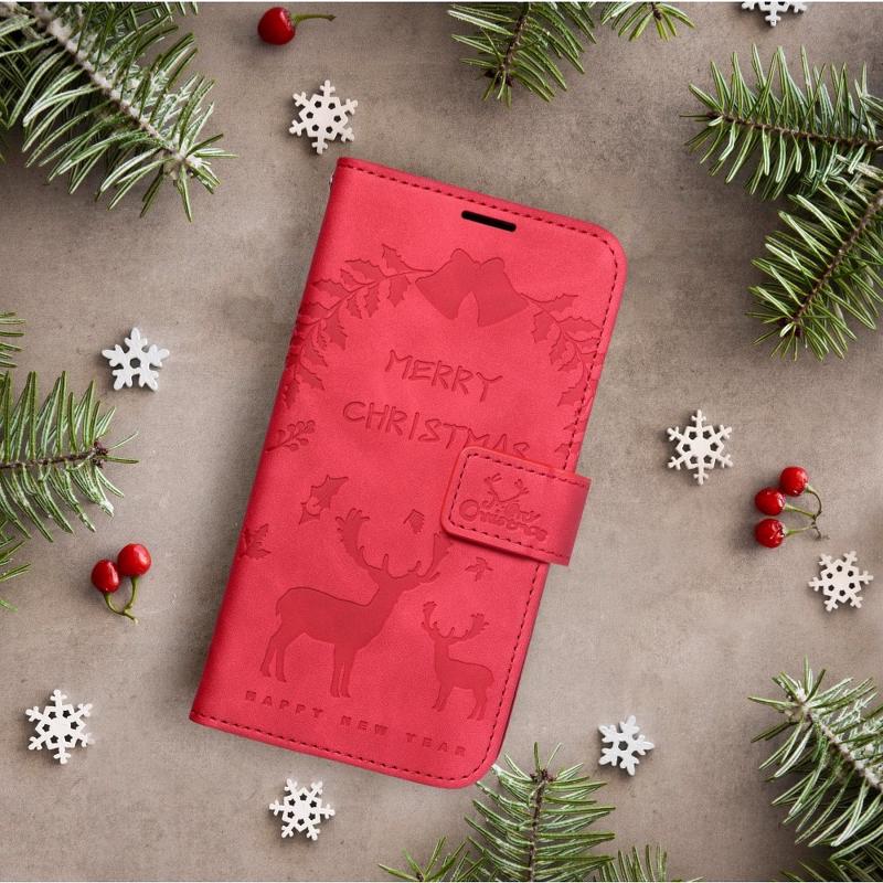 Christmas Mezzo Book Cover (Xiaomi Redmi Note 10 / 10S) reindeers-red