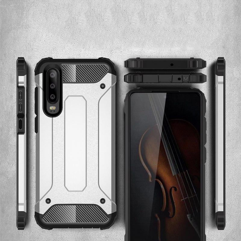 Hybrid Armor Case Rugged Cover (Huawei P30) silver
