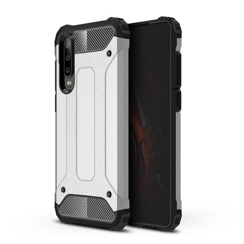 Hybrid Armor Case Rugged Cover (Huawei P30) silver