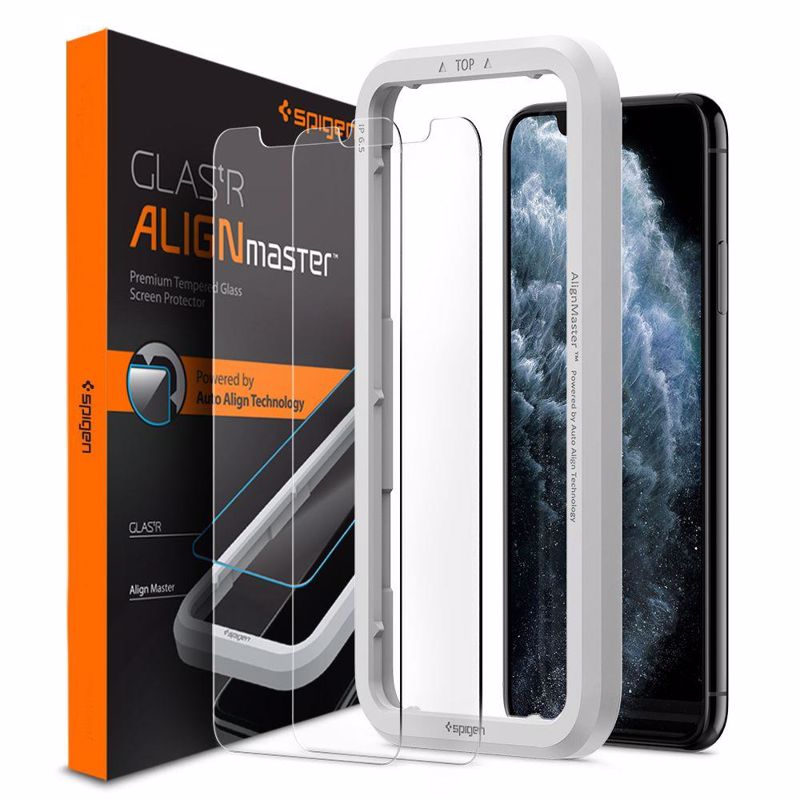 Spigen® GLAS.tR™ ALIGNmaster™ Slim (x2Pack) Full Face Tempered (iPhone 11)
