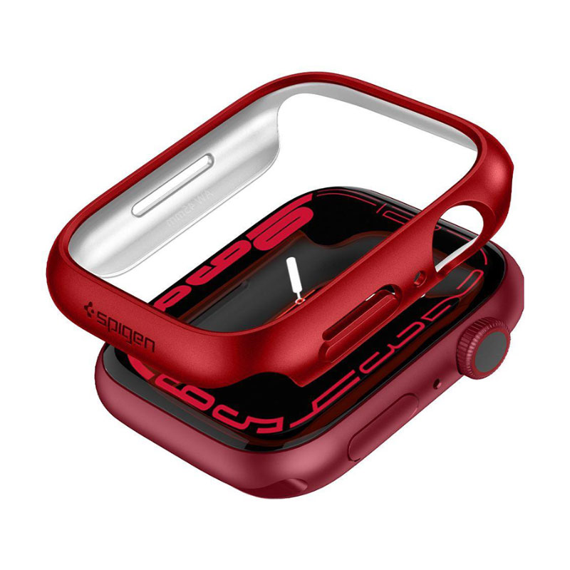 Spigen® Thin Fit™ ACS04177 Bezel Case (Apple Watch 7) (45mm) red