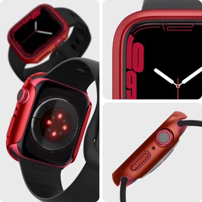 Spigen® Thin Fit™ ACS04177 Bezel Case (Apple Watch 7) (45mm) red