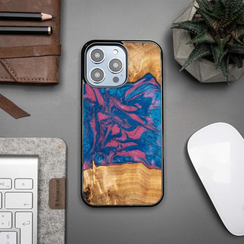 Bewood® Vegas Wood and Resin Case (iPhone 14 Pro Max) pink-blue