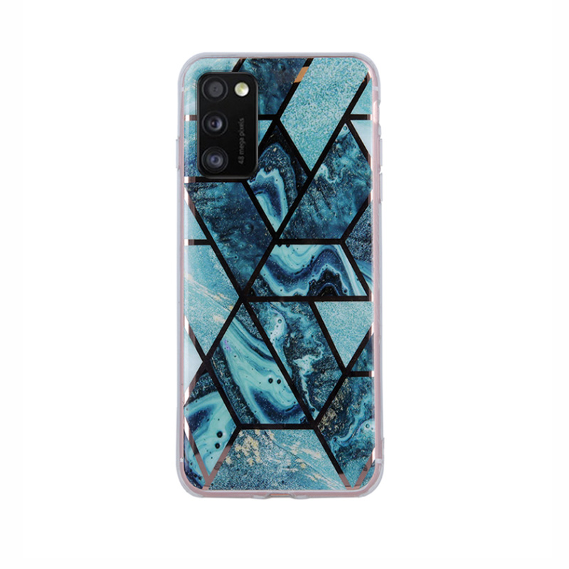 Geometric Marmur Case Back Cover (Samsung Galaxy A02S) dark-blue