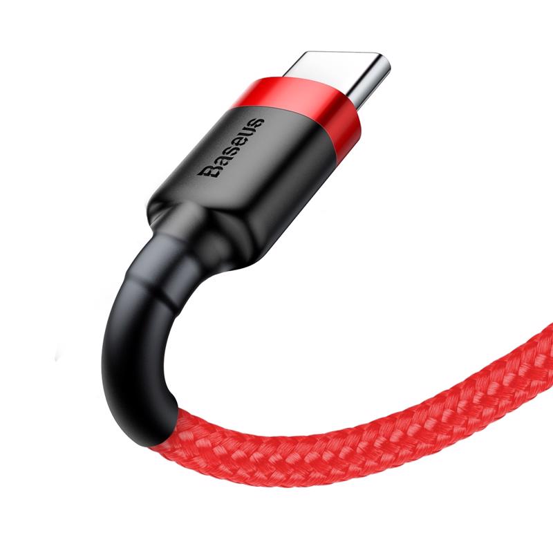 Baseus Cafule Data Cable Braided Type-C QC3.0 2m (CATKLF-C09) red