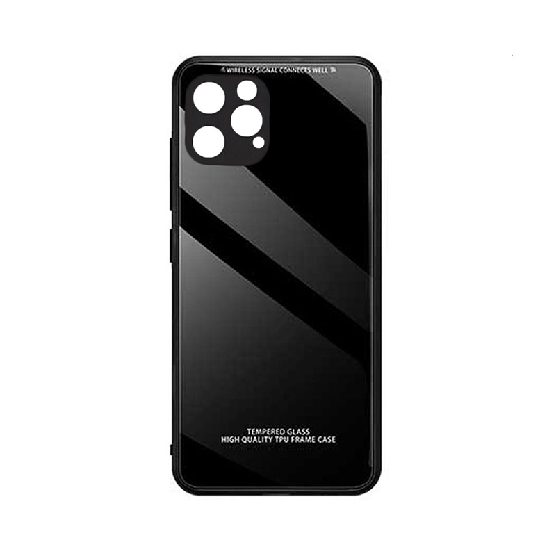 Tempered Glass Case Back Cover (iPhone 12 / 12 Pro) black