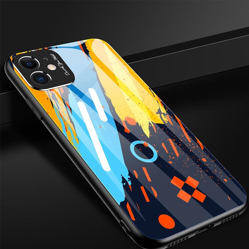 Colored Tempered Glass Case With Camera Cover (Xiaomi Redmi Note 9S / 9 Pro) mix colors pattern 1