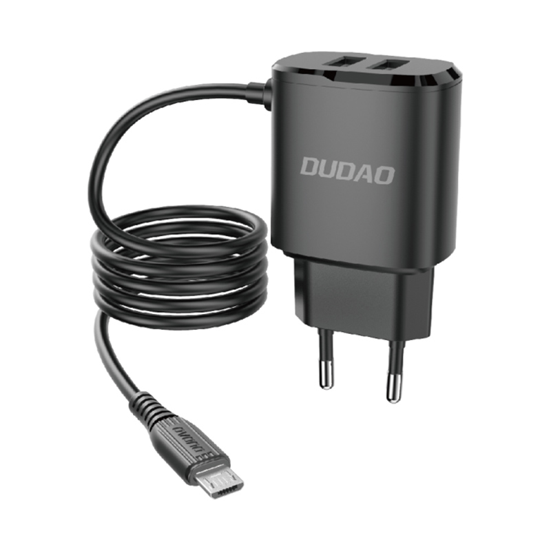 Dudao Dual Wall Charger Dual 5V 2.4A Micro Usb 12W Cable black (A2ProM)