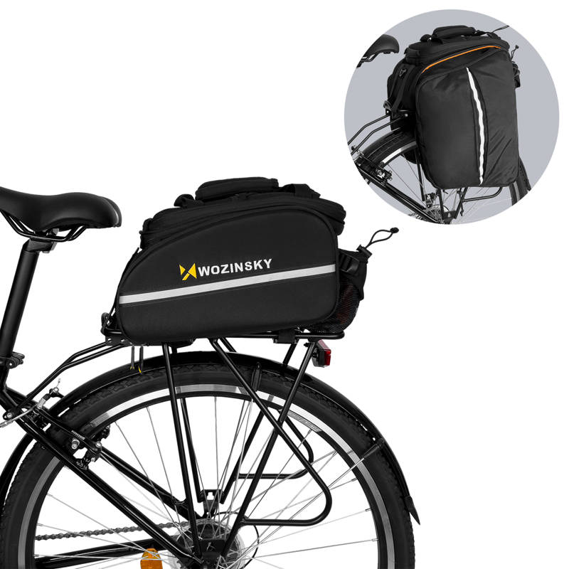 Wozinsky roomy bike carrier bag 35L (rain cover included) (WBB19BK) black