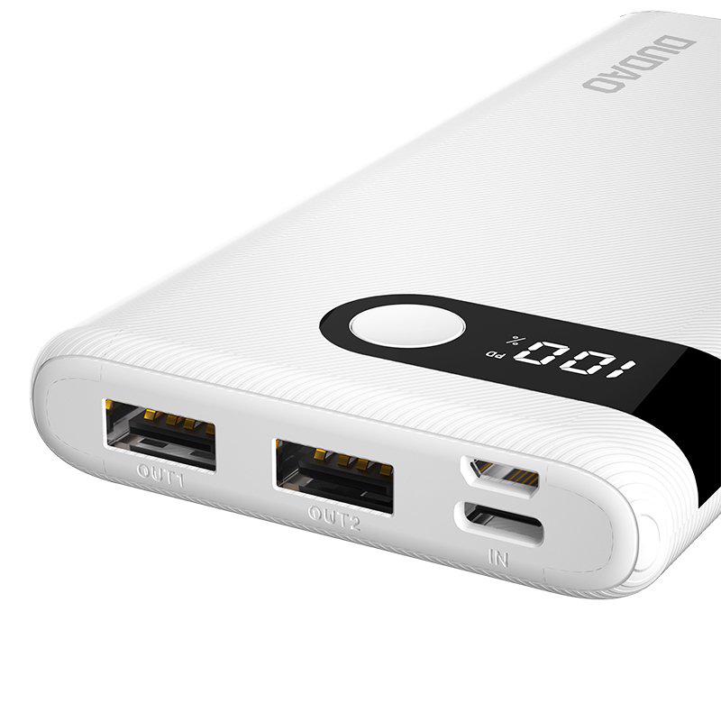Dudao Power Bank 10000mAh 2x USB / Type-C / Micro USB 2A LCD (K9Pro-01) white