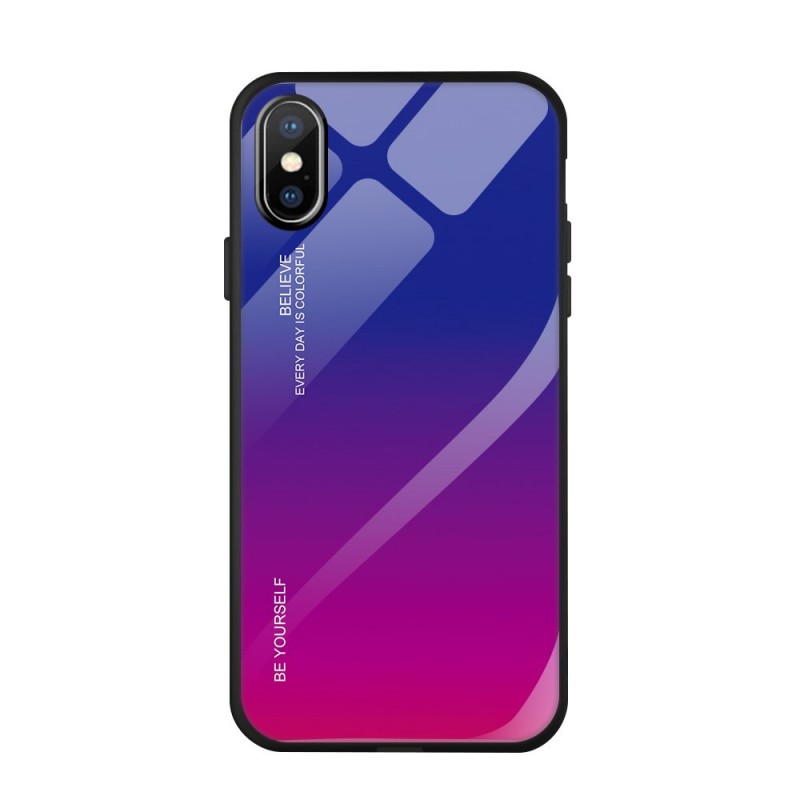 Tempered Glass Case Back Cover (iPhone XR) pink-purple