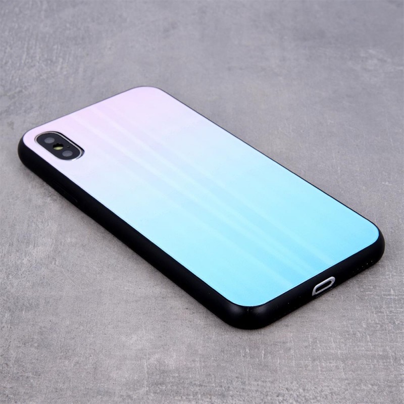 Aurora Glass Case Back Cover (iPhone XS Max) blue-pink