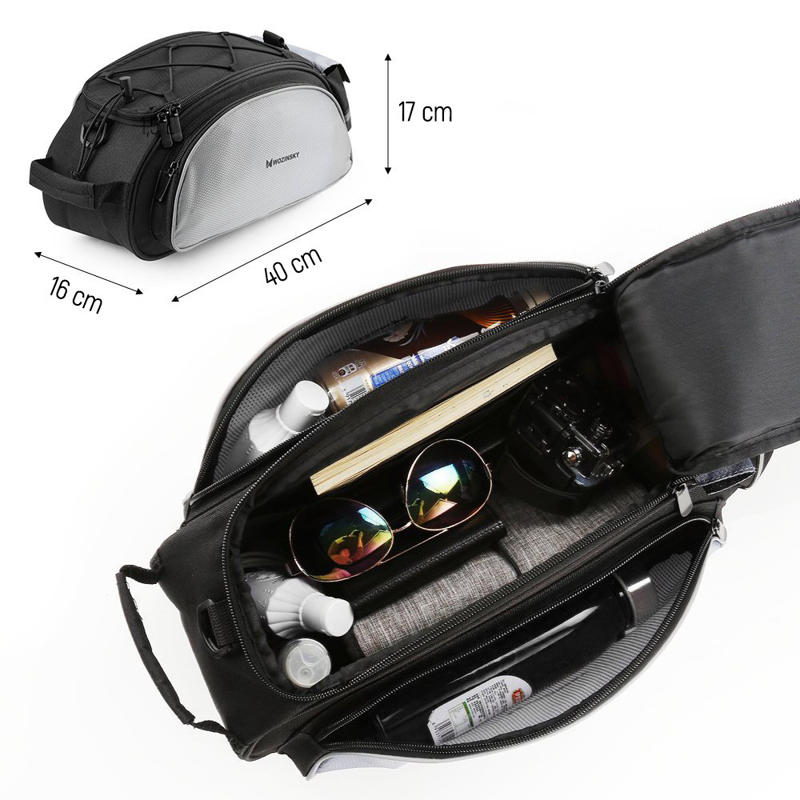 Wozinsky Bicycle Bag για σχάρα με λουράκι ώμου και θήκη για μπουκάλι 13L (WBB1BK)