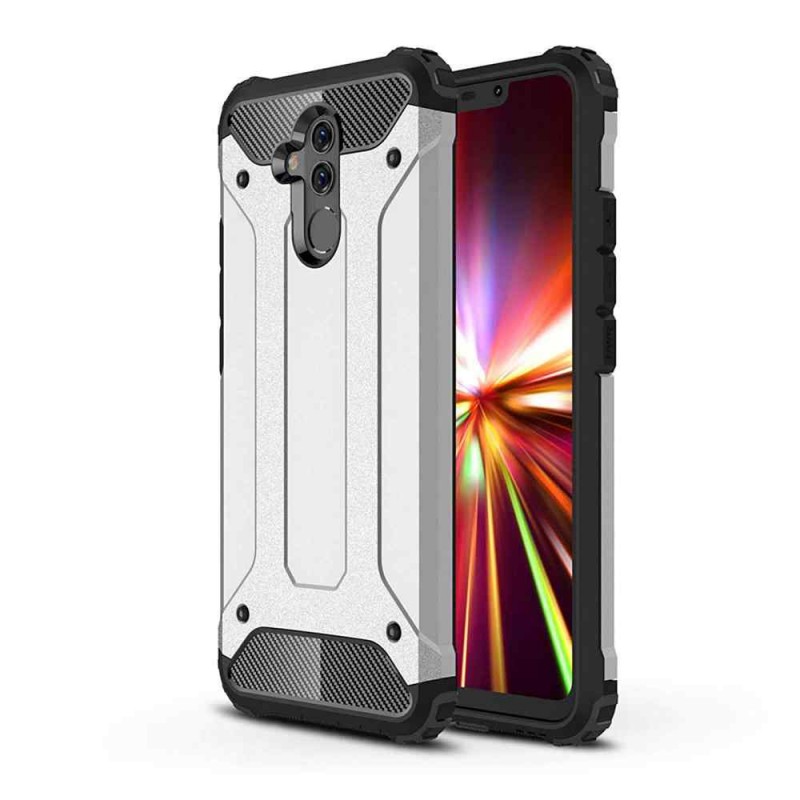 Hybrid Armor Case Rugged Cover (Huawei Mate 20 Lite) silver
