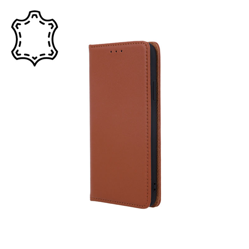 Smart Pro Genuine Leather Book Cover (iPhone 13) brown