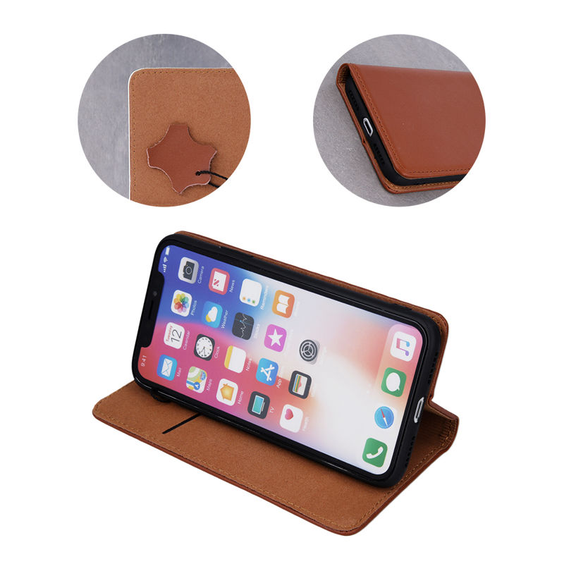 Smart Pro Genuine Leather Book Cover (iPhone 13) brown