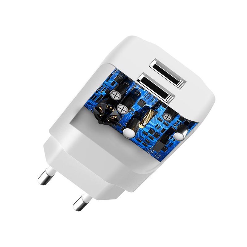 Dudao Wall Charger Dual 5V/2.4A + Lightning Cable (A2EU-L) white