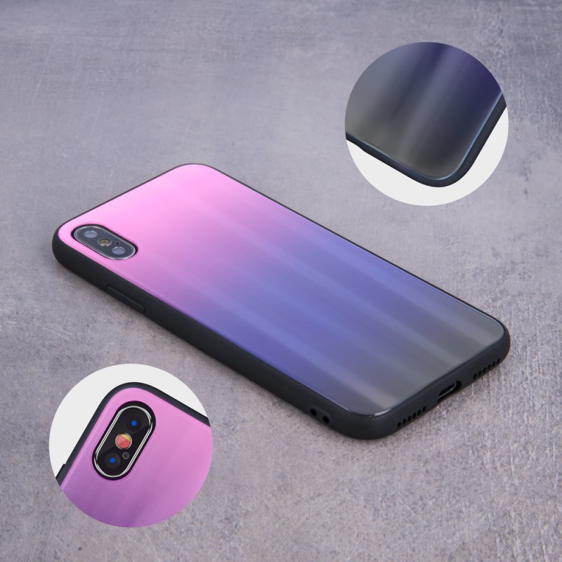 Aurora Glass Case Back Cover (Samsung Galaxy A10) pink-black