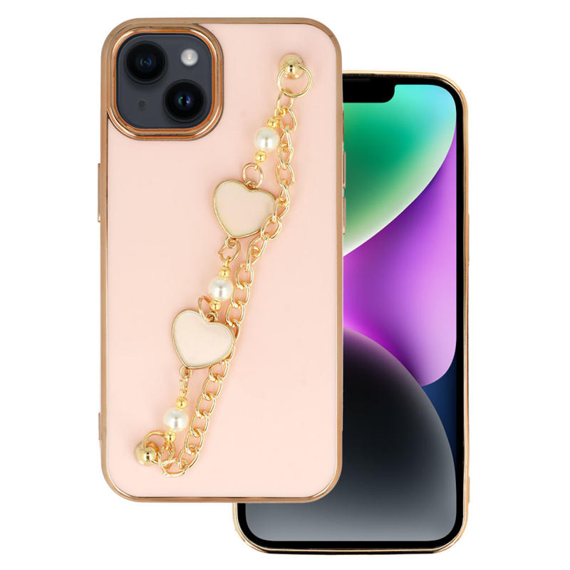 Lux Chain Series Back Cover Case (iPhone 15 Plus / 14 Plus) design 3 light-pink